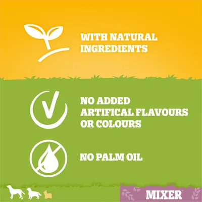 With natural ingredients, no added artificial flavours or colours, and no palm oil. Mixer.