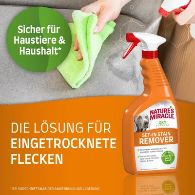 Nature's Miracle Oxy Formula Set-In Stain Remover. Sicher für Haustiere und Haushalt. Die Lösung für eingetrocknete Flecken. Für Teppiche, Möbel und Stoffe geeignet.