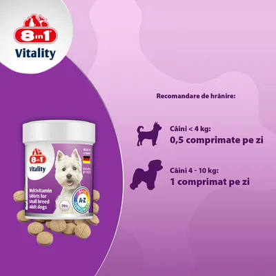 8in1 Vitality Tablete cu multivitamine pentru rase mici