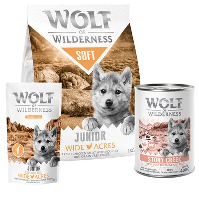 Wolf of Wilderness Junior Prøvepakke Wild Hills + Leafy Willows snacks