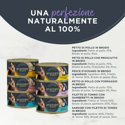 Encore Pacco misto in brodo in lattina 24 x 70 g Umido gatto