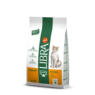 Libra Urinary Nutritional Balance корм для кошек с курицей, 8 кг. Поддерживает здоровое пищеварение, крепкие зубы и кости, уход за мочевыми путями. Без искусственных добавок.