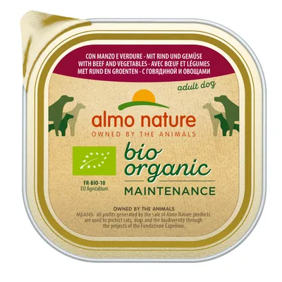 Almo Nature Bio Organic Maintenance για ενήλικους σκύλους, με βοδινό και λαχανικά, FR-BIO-10 EU Agriculture.