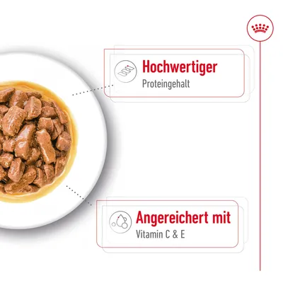 Hochwertiger Proteingehalt. Angereichert mit Vitamin C & E.