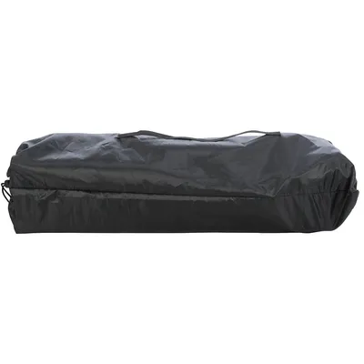 Schwarze Tragetasche aus Nylon mit Reißverschluss und Tragegriff, geeignet für die Aufbewahrung von Zubehör oder Produkten.