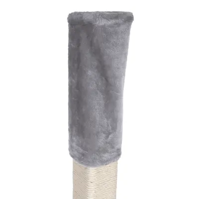 Tronco de repuesto para árbol rascador con funda de felpa gris y cuerda de sisal para el cuidado de las garras.