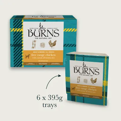 Burns Free Range Chicken with Carrots & Brown Rice - dog wet food - 6 x 395g Burns Free Range Chicken with Carrots & Brown Rice - dog wet food - 6 x 395g