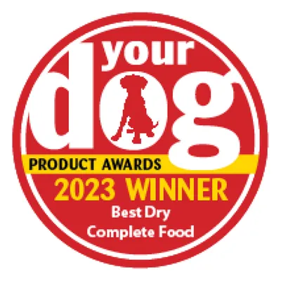 Your Dog Product Awards 2023 Winner badge for Best Dry Complete Food.