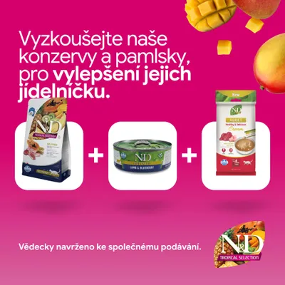 Vyskúšajte naše N&D konzervy a maškrty na obohatenie jedálnička. Vedecky vyvinuté pre spoločné kŕmenie. Vyskúšajte naše N&D konzervy a maškrty na obohatenie jedálnička. Vedecky vyvinuté pre spoločné kŕmenie.