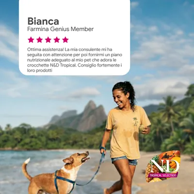 Bianca, farmina Genius Member. Valutazione a 5 stelle e raccomandazione per i prodotti N&D Tropical Selection con esperienza di consulenza positiva. Bianca, farmina Genius Member. Valutazione a 5 stelle e raccomandazione per i prodotti N&D Tropical Selection con esperienza di consulenza positiva.