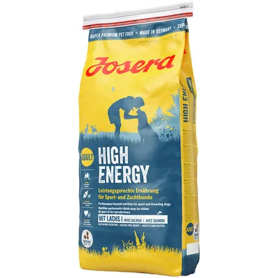 Josera High Energy Adult, rețetă fără gluten cu somon. Hrană adaptată pentru câini sportivi și de reproducție. Made in Germany.