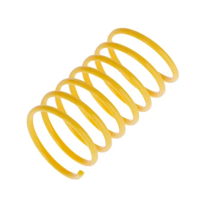 Spirală din plastic galbenă, potrivită ca jucărie sau accesoriu.