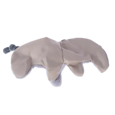 Toy in the shape of an elephant made of beige fabric and grey plush, suitable for pets.