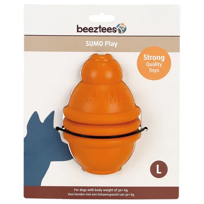 Beeztees SUMO Play speelgoed in oranje, maat L. Geschikt voor honden met een lichaamsgewicht van meer dan 30 kg. Opmerking: Strong Quality Toys.