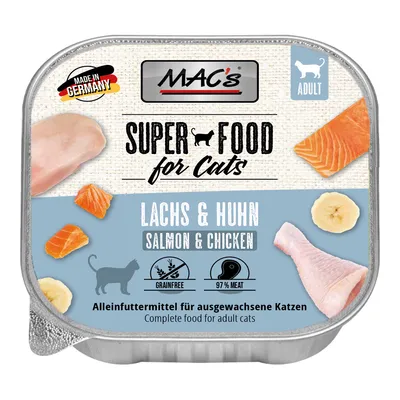MAC's Superfood for Cats, salmon & chicken, grain-free, 97% meat, complete food for adult cats, Made in Germany.