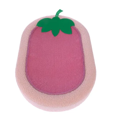 Ružičasta i bež podstavljena prostirka sa zelenim motivom lista, pogodna kao dekorativni dodatak ili površina za ležanje.