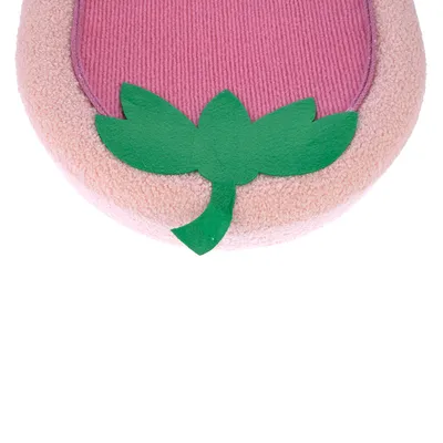 Rosa i bež krevet za kućne ljubimce s motivom zelenog lista, mekana tkanina.