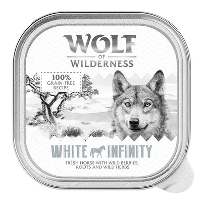Wolf of Wilderness White Infinity, 300 г. 100% беззерновой рецепт со свежей кониной, лесными ягодами, корнями и дикими травами.