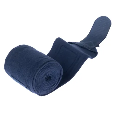 Dunkelblaue Bandage aus weichem Stoff mit Klettverschluss, geeignet für Wickel- oder Schutzzwecke.