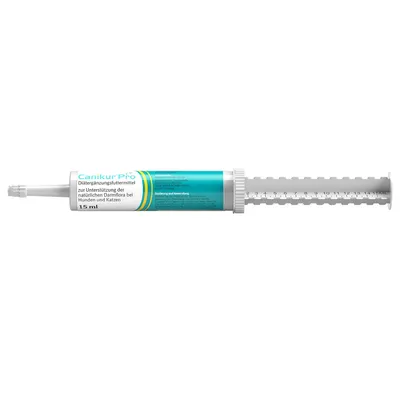 Canikur Pro, Diät-Ergänzungsfuttermittel zur Unterstützung der natürlichen Darmflora bei Hunden und Katzen, 15 ml. Dosierspritze mit Skala für genaue Anwendung.