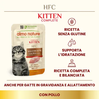 Almo Nature HFC Kitten con Pollo 6 x 55 g Alimento umido per gatti