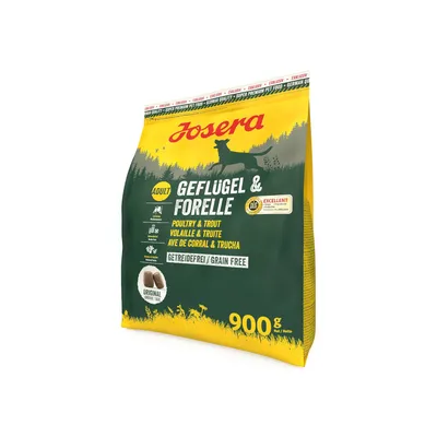 Josera Adult Geflügel & Forelle, getreidefrei, 900g. Super Premium Pet Food mit Original Krokettenform und DLG-Qualitätssiegel.
