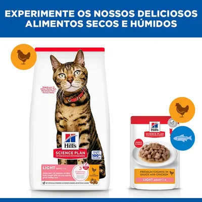 Hill's Adult Light com frango ração para gatos