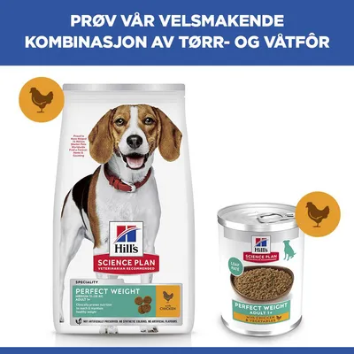Hill's Science Plan Adult 1+ Perfect Weight med kylling & grønnsaker