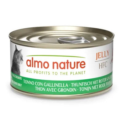 Almo Nature Jelly HFC tonhal vörös szakállas tőkehallal. Minden nyereség a bolygóért.