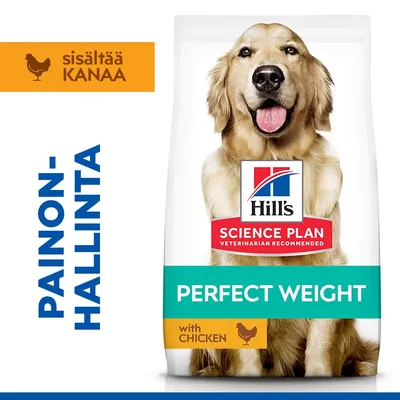 Hill's Science Plan Perfect Weight kanaa sisältävä. Teksti: Painonhallinta, sisältää kanaa, with chicken. Hill's Science Plan Perfect Weight kanaa sisältävä. Teksti: Painonhallinta, sisältää kanaa, with chicken.