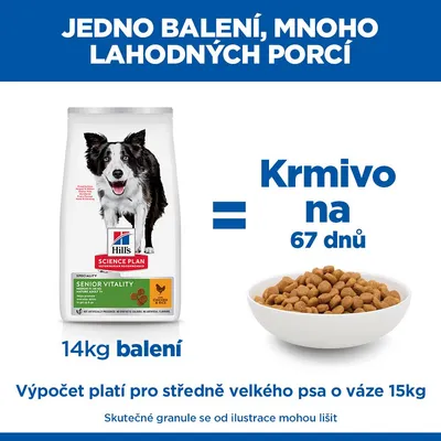 Hill's Science Plan Senior Vitality Mature Adult 7+ Medium kuracie s ryžou