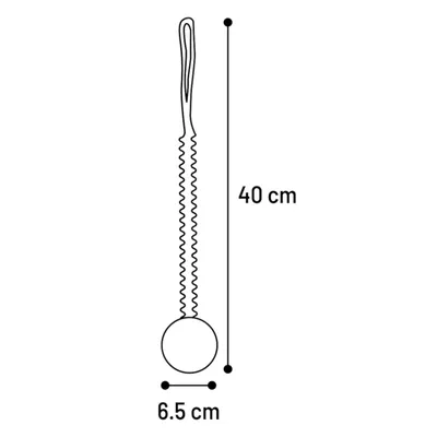 Diagram s rozměry produktu: délka 40 cm, průměr míčku 6,5 cm.