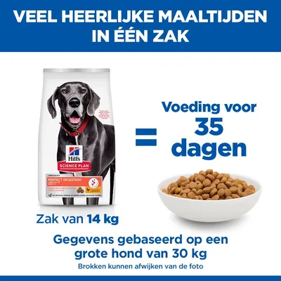 Hill's Science Plan Perfect Digestion Adult Large met Kip & Zilvervliesrijst