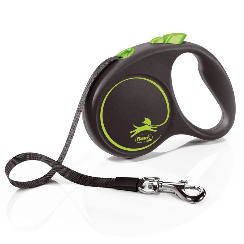 Correa extensible flexi Black Design de cinta, verde, 5 m