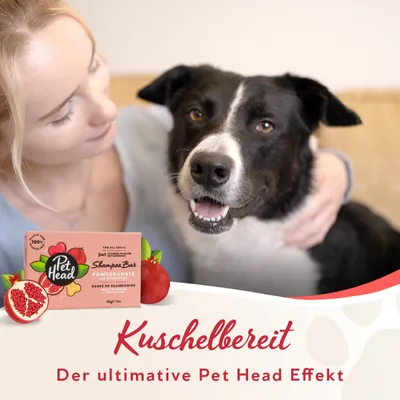 Pet Head Shampoo Bar Granatapfel, 100% vegan. Kuschelbereit – Der ultimative Pet Head Effekt.