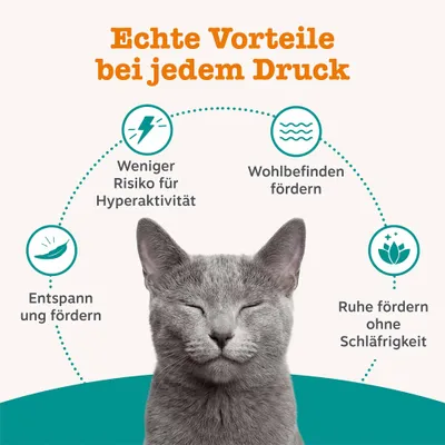 Echte Vorteile bei jedem Druck: Entspannung fördern, weniger Risiko für Hyperaktivität, Wohlbefinden fördern, Ruhe fördern ohne Schläfrigkeit. Echte Vorteile bei jedem Druck: Entspannung fördern, weniger Risiko für Hyperaktivität, Wohlbefinden fördern, Ruhe fördern ohne Schläfrigkeit.