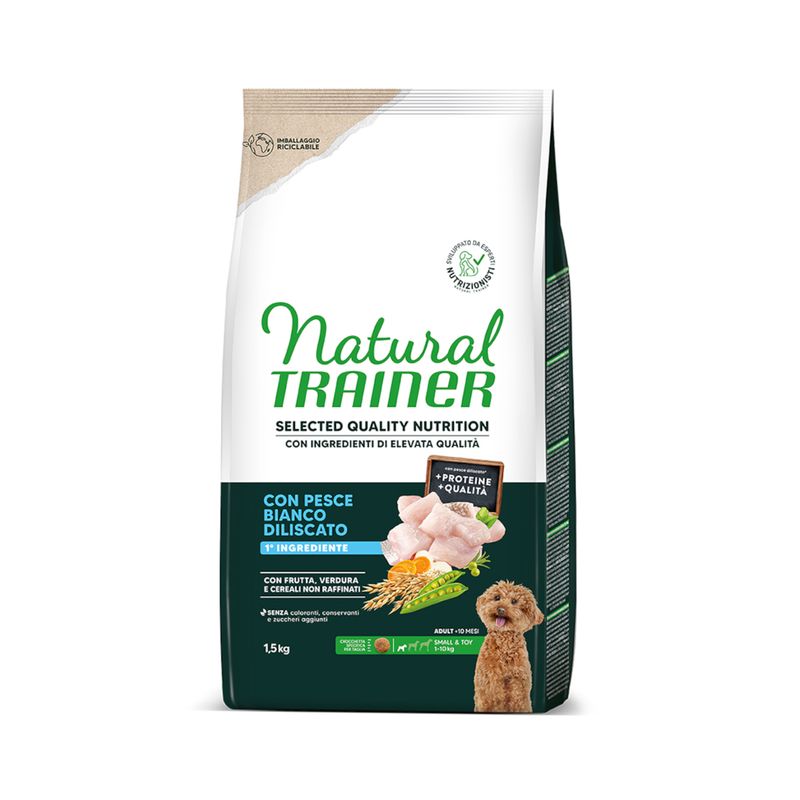 Natural Trainer Selected Quality Nutrition Adult Small & Toy pescado blanco