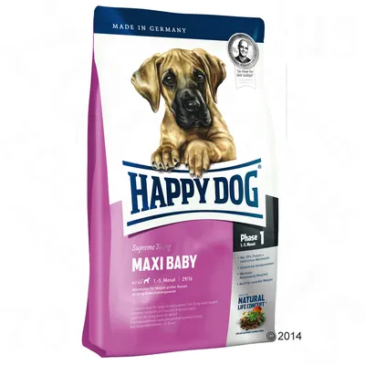 Happy Dog Supreme Young Maxi Baby, Phase 1, 1,5 Monat. Vyrobené v Nemecku. Prírodné zložky, pre veľké plemená od 26 kg. Natural Life Concept.