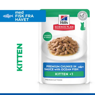 Hill's Science Plan Premium Bider i Sauce med havfisk, Killing <1, Bider i sovs, med fisk fra havet, Premium kattefoder.