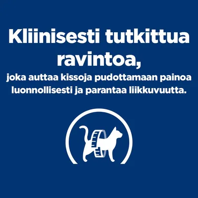 Kliinisesti testattu ruoka, joka auttaa kissoja laihtumaan luonnollisesti ja parantamaan liikkuvuutta. Kliinisesti testattu ruoka, joka auttaa kissoja laihtumaan luonnollisesti ja parantamaan liikkuvuutta.