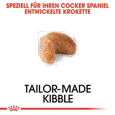 Speziell für Cocker Spaniel entwickelte Krokette. Tailor-made Kibble.