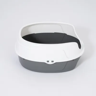 zooplus Basics kattenbak met rand - grijs / wit