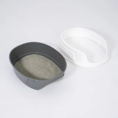 zooplus Basics kattenbak met rand - grijs / wit