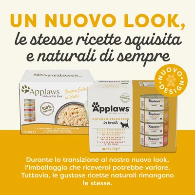UN NUOVO LOOK, le stesse ricette squisita e naturali di sempre. Durante la transizione al nostro nuovo look, l'imballaggio che riceverai potrebbe variare. Tuttavia, le gustose ricette naturali rimangono le stesse.