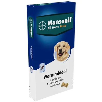 Mansonil All Worm Dog Flavour Tabletten - Vanaf 2,5 kg - 6 Tabletten