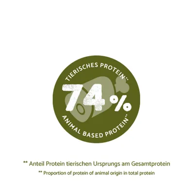74% tierisches Protein. Anteil Protein tierischen Ursprungs am Gesamtprotein.