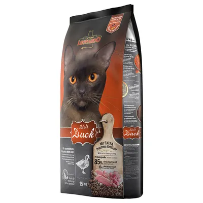 Leonardo Adult Duck alimento para gatos, 15 kg. Con ave extra fresca, 85% de proteína animal, apto para gatos adultos a partir de un año.