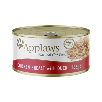 Applaws Natural Cat Food, blanc de poulet avec canard, 100% naturel, boîte de 156g.