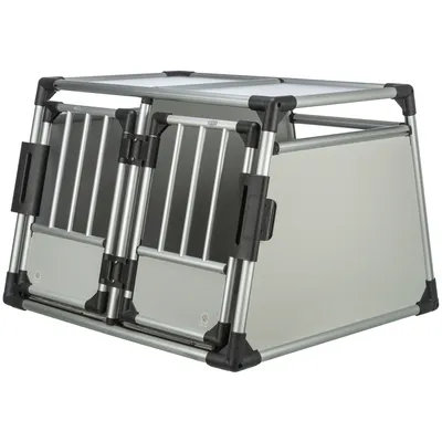 Trixie Transportbox Aluminium doppelt - Größe M-L: B 93 x T 88 x H 64 cm
