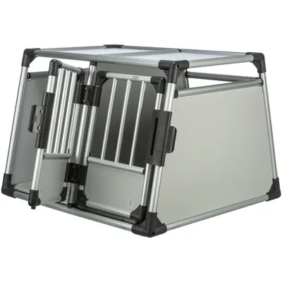 Trixie Transportbox Aluminium doppelt - Größe M-L: B 93 x T 88 x H 64 cm